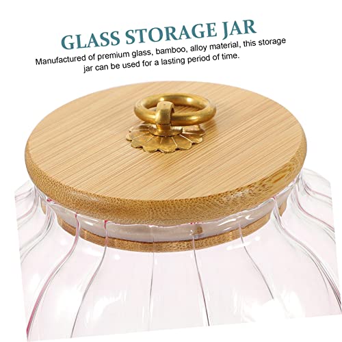 SHOWERORO Glass Storage Jar Tea Kettle Glass Clear Container Candy Jars with Lids Galss Canister Dry Fruit Container Coffee Bean Storage Food Jar Household Dried Food Jar Glass Candy Jar Jam