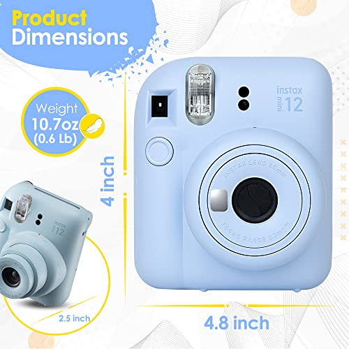 Fujifilm Instax Mini 12 Camera with Fujifilm Instant Mini Film (60 Sheets) Bundle with Deals Number One Accessories Including Carrying Case, Photo Album, Stickers (Mint Green)