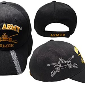 US Army Armor Tank Black Shadow Acrylic Adjustable Embroidered Cap Hat - Officially Licensed