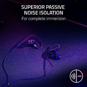 Razer Moray in-Ear Monitor for Streaming: Hybrid Dual Driver Acoustic Design - Ergonomic Low Profile Shape - Passive Noice Isolation - Braided Over-Ear Wires - Custom Ear Tips & Carrying Case - Black