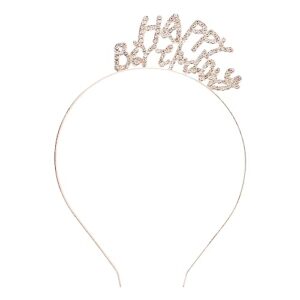 Birthday Crown Silver Rhinestone Birthday Tiara Birthday Party Decorations for Women Birthday Party Favors for Girls 16th 21st 30th 40th 50th 60th Birthday Crown Crystal Hair Accessories for Party(Rose Gold)