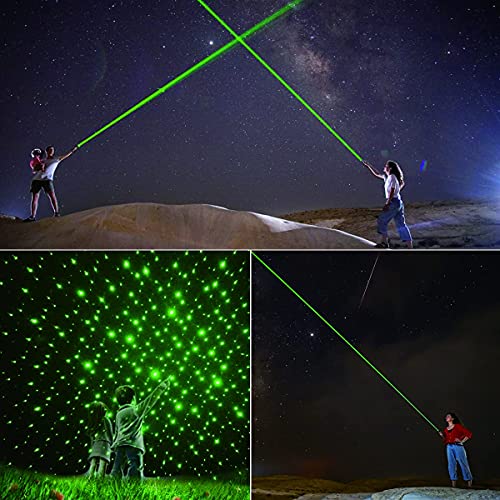 IVVTRYI Green Laser Pointer, Long-Range high-Power Laser Pointer, Adjustable Mode, 2000 Meters Handheld Laser Pointer, Suitable for Camping, Hiking, Emergency, USB Charging