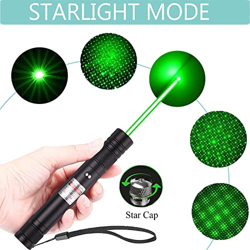 IVVTRYI Green Laser Pointer, Long-Range high-Power Laser Pointer, Adjustable Mode, 2000 Meters Handheld Laser Pointer, Suitable for Camping, Hiking, Emergency, USB Charging