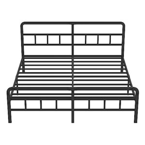 Richwanone 14 inch King Bed Frame with Headboard and Footboard, Metal Platform with Heavy Duty Steel Slat Support, No Box Spring Needed, Easy Assembly, Black