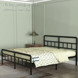 Richwanone 14 inch King Bed Frame with Headboard and Footboard, Metal Platform with Heavy Duty Steel Slat Support, No Box Spring Needed, Easy Assembly, Black