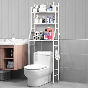 jocher 3-tier over the toilet storage rack,bathroom shelf organizer over toilet storage,above toilet storage rack,space saver,easy to assemble,fit most toilets,25.4" w x 9.85" d x 60" h(white)