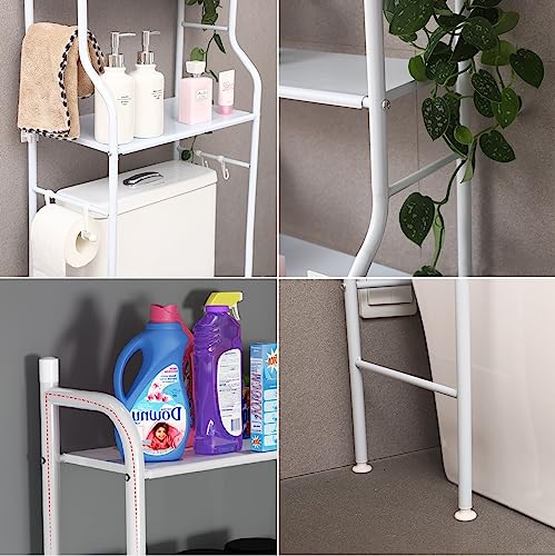 JOCHER 3-Tier Over The Toilet Storage Rack,Bathroom Shelf Organizer Over Toilet Storage,Above Toilet Storage Rack,Space Saver,Easy to Assemble,Fit Most Toilets,25.4" W x 9.85" D x 60" H(White)