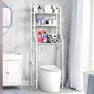 JOCHER 3-Tier Over The Toilet Storage Rack,Bathroom Shelf Organizer Over Toilet Storage,Above Toilet Storage Rack,Space Saver,Easy to Assemble,Fit Most Toilets,25.4" W x 9.85" D x 60" H(White)