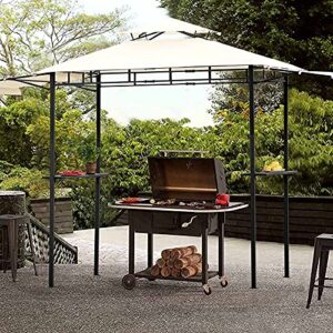 tensun 12x4.3ft outdoor gazebo, shade double tiered air circulation grill gazebo,side extended sheds,rain resistant patio bbq tent with bar counters, suitable for backyard,poolside,party, beige