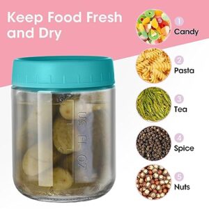 4 Pack Mason Jars 16 oz with Lids, Glass Jar with Screw Lid and Mesurement Marks, Glass Jars with Airtight Lids for Overnight Oats, Pickles, Salad, Spice, Candy, Jam, Seasoning, Meal Prep Containers