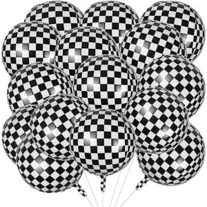 haimay 15 pieces large balloons 22 inches 360 degree round balloons metallic helium balloons black white checkered balloons 4d balloons mylar foil balloons birthday balloons party balloons