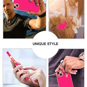 BENTOBEN Compatible with iPhone 13 Mini Case, Slim Luxury Electroplated Bumper Women Men Girl Protective Soft Case Cover with Strap for iPhone 13 Mini 5.4 inch,Hot Pink/Gold