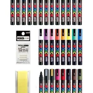 Posca Paint Marker Pen 29 Colors Set with Original mark sticky note and Medium Point(PC5M)