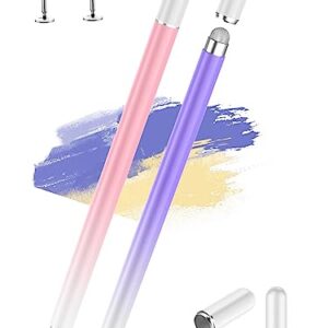 Stylus Pens for Touch Screens(2PCS), Luntak High Precision Magnetic Disc Universal Stylus Pen for iPad, 2 in 1 iPad Pencil Compatible with iPhone/iPad/Android and Most Touch Screen(Pink/Purple)
