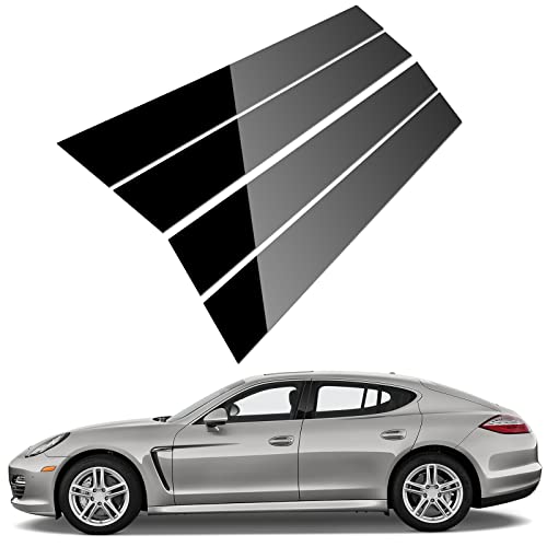 ACLONG Pillar Posts Door Window Trim Glossy Black Stainless Steel Pillar Posts Molding Trim Compatible with Porsche Panamera 2009-2016, Anti Scratch Stickers Door Pillar Moldings Cover Set -Set of 4