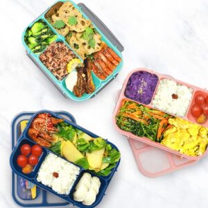 Qipecedm 3 Pack Bento Box Lunch Box Adults And Big Kids, Bento Box Adult Lunch Box with Cutlery, 1300ML 4 Compartment Lunch Box Containers, Leak Proof, Microwave/Dishwasher/Freezer Safe