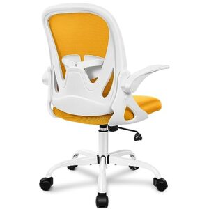 primy office chair ergonomic desk chair with adjustable lumbar support and height, swivel breathable desk mesh computer chair with flip up armrests for conference room（yellow）
