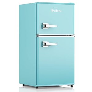 bodare retro mini fridge with freezer: 3.2 cu.ft mini refrigerator with 2 doors - small refrigerator energy-saving compact refrigerator - small fridge for bedroom dorm (blue)