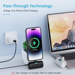 [2 Pack]Small Portable Charger for iPhone,Upgraded 5000mAh PD Fast Charging Power Bank,Cute Mini Portable Phone Charger Battery Pack Compatible with iPhone 14/14 Pro Max/13/13 Pro/12 Pro/11/XR/X/8 etc