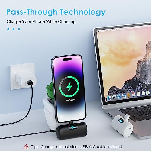 [2 Pack]Small Portable Charger for iPhone,Upgraded 5000mAh PD Fast Charging Power Bank,Cute Mini Portable Phone Charger Battery Pack Compatible with iPhone 14/14 Pro Max/13/13 Pro/12 Pro/11/XR/X/8 etc