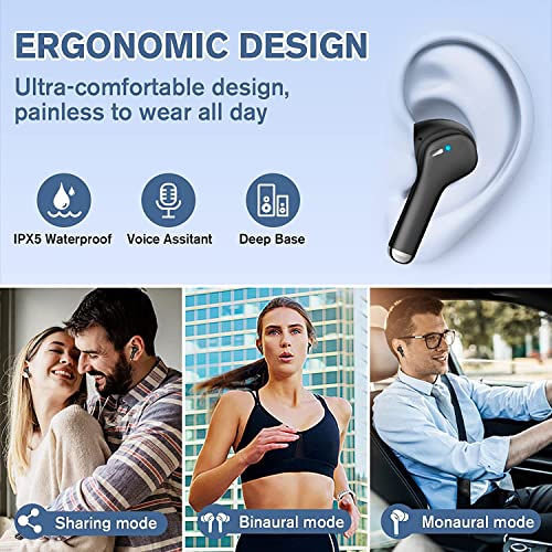 True Wireless Earbuds with 4 Mic, 5.3 Bluetooth Headphones with Dual LED Power Display, 35H Playtime in-Ear Earphones with Microphone , IPX5 Waterproof Ear Buds for Android iOS Gaming Laptop TV Sport