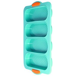 Bread Baking Pan, Insulated Handle Smooth Surface Easy Demolding Silicone Baguette Mould Wearproof Good Flexibility For Kitchen(green)