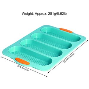 Bread Baking Pan, Insulated Handle Smooth Surface Easy Demolding Silicone Baguette Mould Wearproof Good Flexibility For Kitchen(green)