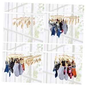 Alipis Folding Drying Rack Hangers for Clothes Dish Drying Rack Foldable Socks Hook Dryer Windproof Clothespin Hook Drying Racks for Laundry 16 Pegs Drying Rack with Swivel Hooks Hanging