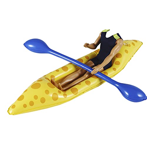 E-TING Beach Short Sleeve One Piece Swimwear Swimsuit with Toy Boat Ship Kayak Accessories for 12-inches Boy Doll