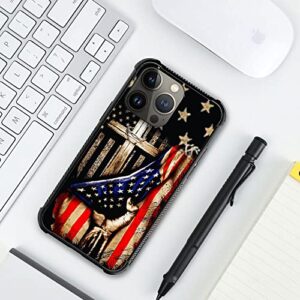 DAIZAG Case Compatible with iPhone 14 Pro Max, Wooden Cross Power American Flag Case for iPhone 14 Pro Max Cases for Man Woman, Protection Shockproof Anti-Scratches TPU Case Cover