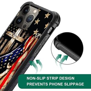 DAIZAG Case Compatible with iPhone 14 Pro Max, Wooden Cross Power American Flag Case for iPhone 14 Pro Max Cases for Man Woman, Protection Shockproof Anti-Scratches TPU Case Cover