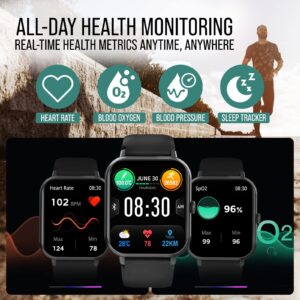 Chronex Smart Watch Fitness Tracker with Heart Rate Blood Oxygen Blood Pressure Sleep Monitor 200 Sports Modes Step Calories Health Trackers IP67 Waterproof for Android iPhone Women Men