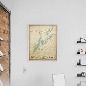 MG Global Unframed Map Poster of Logan Martin Lake Alabama USA | 11x17 12x18 16x24 24x36 Vintage Wall Art | Traveler Retro Print | Hometown City Antique Gift for Home Office Decor