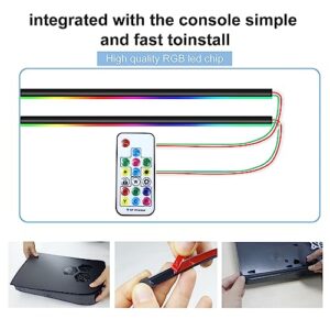 PS5 Faceplate with RGB Light bar,Dust Filter for Cooling Vents LED strip light Console Cover for PlayStation 5 Disc Edition DIY Decoration Kit Accessories-Black