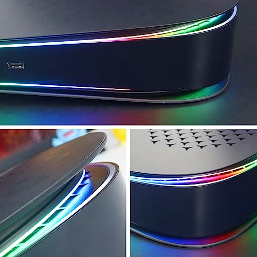 PS5 Faceplate with RGB Light bar,Dust Filter for Cooling Vents LED strip light Console Cover for PlayStation 5 Disc Edition DIY Decoration Kit Accessories-Black