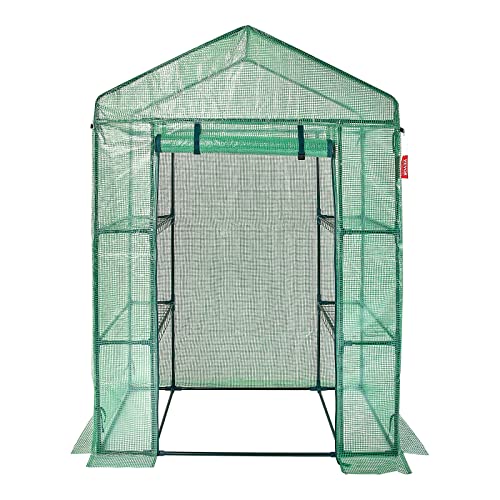VEVOR Walk-in Green House, 55.5 x 29.3 x 80.7 inch, Portable Greenhouse with Shelves, High Strength PE Cover with Roll-up Zipper Door and Steel Frame, Set Up in Minutes, for Planting and Storage