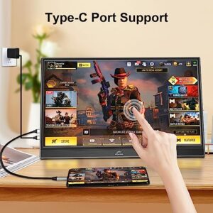 Kenowa 15.6 Inch Touchscreen Portable Monitor FHD IPS 1080P Laptop Monitor USB C HDMI Port HDR External Monitor Built-in Speakers and Stands Travel Monitor for Laptop/PC/Mac/XboxPS4/5/Switch/Phone