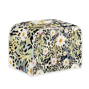yiekeluo white daisy toaster cover rainbow leopard print 2 slice bread toaster oven dustproof cover,washable & waterproof