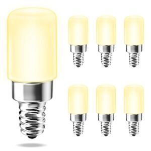 unilamp 2w e12 led night light bulb, mini type b c7 light bulb equivalent 25w, warm white 3000k, 120v e12 edison screw led bulb for chandeliers, salt lamp, non-dimmable, 6-pack