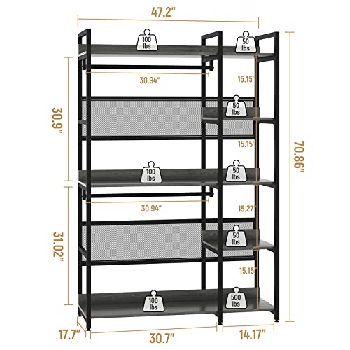 MAISONPEX 700LBS Capacity Garment Rack with Metal Shelves, Heavy Duty Clothing Rack Storage with 2 Hanging Rods, Free Standing Wardrobe Closet Organizer for Bedroom