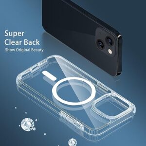 Hsefo Magnetic Case Compatible with iPhone 13 Mini Case, Compatible with MagSafe Wireless Charging, Transparent Anti-Scratch Back Shockproof Protective Slim Thin Phone Case Cover, Clear