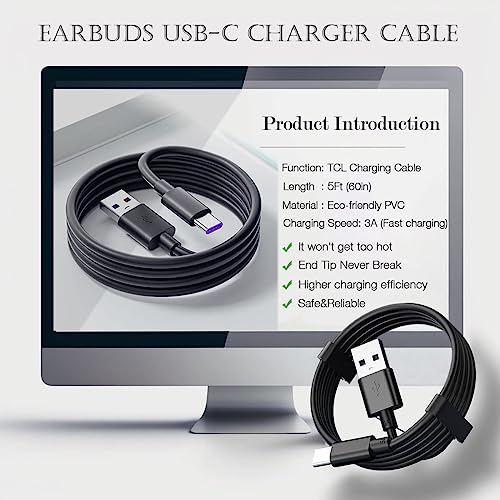 LIAUBN TCL Cell Phone Charger Cable for TCL 10L, TCL 10 5G UW, TCL 10 Plus, TCL 10 SE, TCL 10 Pro, TCL 20 Pro 5G, TCL 20S, TCL 20 SE, TCL 30 SE, TCL 30XL 2022, TCL 405, TCL 40R Type-C Charging Cable