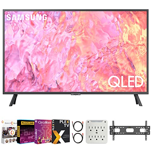 SAMSUNG QN85Q60CA 85 Inch QLED 4K Smart TV Bundle with Premiere Movies Streaming + 37-100 Inch TV Wall Mount + 6-Outlet Surge Adapter + 2X 6FT 4K HDMI 2.0 Cable (2023 Model)