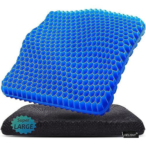 Gel Seat Cushion, Super Large Gel Cushion Chair Pads with Non-Slip Cover for Home Office Car Seat Wheelchair, Soft Breathable Honeycomb Seat Cushion for Relieve Hip Pain, As Seen On TV