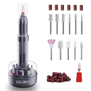 golgner cordless nail drill machine, electric nail drill machine, portable electric nail file machine, 20000rpm with 12pcs nail drill bits&36pcs sanding bands, for acrylic gel nails, manicure pedicure