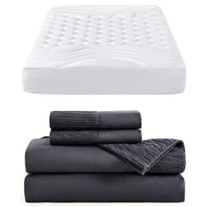 bedsure white california king mattress pad bundle california king sheets grey
