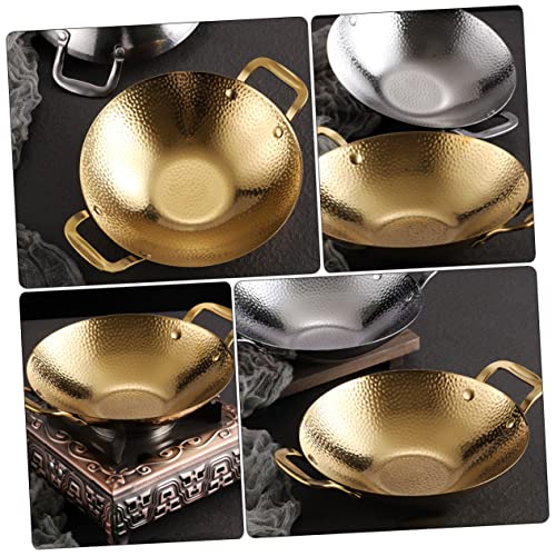 CALLARON Pot Grill Skillet for Outdoor Grill Stainless Steel Frying Pan Non Stick Frying Pan Cake Pan Stir Fry Wok Pan Induction Wok Large Stainless Steel Pot Cookware Korean Pot