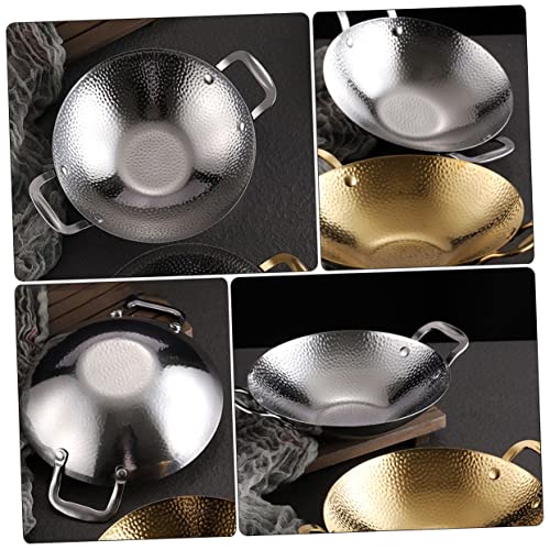 CALLARON Pot Home Tools Outdoor Cooker Korean Cookware Work Pot Small Stockpot Wok Skillet Nonstick Household Hot Pot Steel Pans for Cooking Double Handle Stainless Steel Pans China