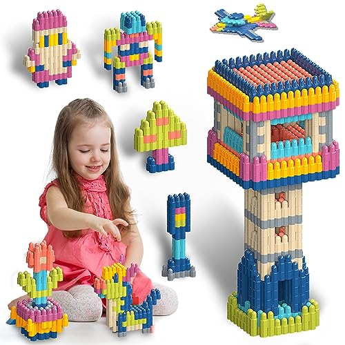 KlayBear 320pcs Set Building Blocks Construction Toy for Boys Girls, Learning STEM Toys Educational Kit Child Brain Development Preschool Kindergarten Sensory Building Toys Gifts for Kids Ages 6-8-12