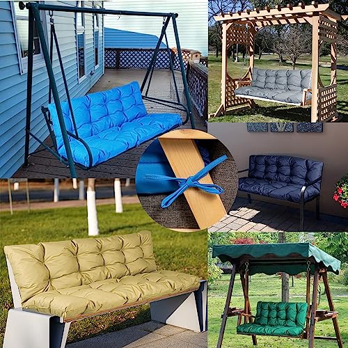 AHWEKR Porch Swing Cushions, Waterproof Bench Cushion for Outdoor Furniture 2-3 Seater Washable Swing Replacement Cushions, Swing Cushions for Outdoor Furniture 32 x 40 x 5 inches,Dark Blue